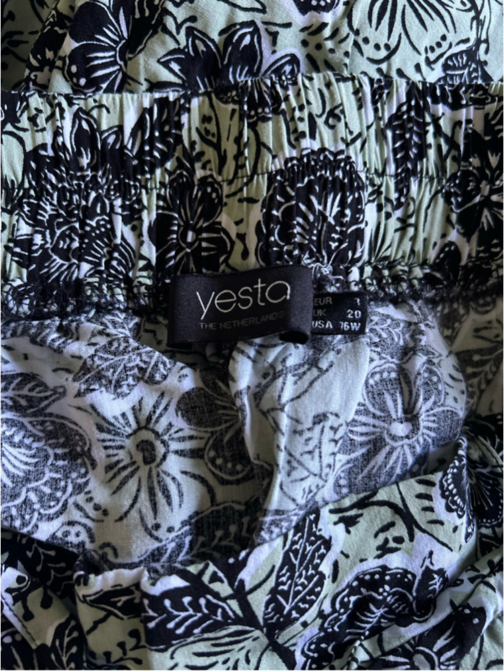 Wide Leg Pants Green Black Floral Print - Picture 7 of 11